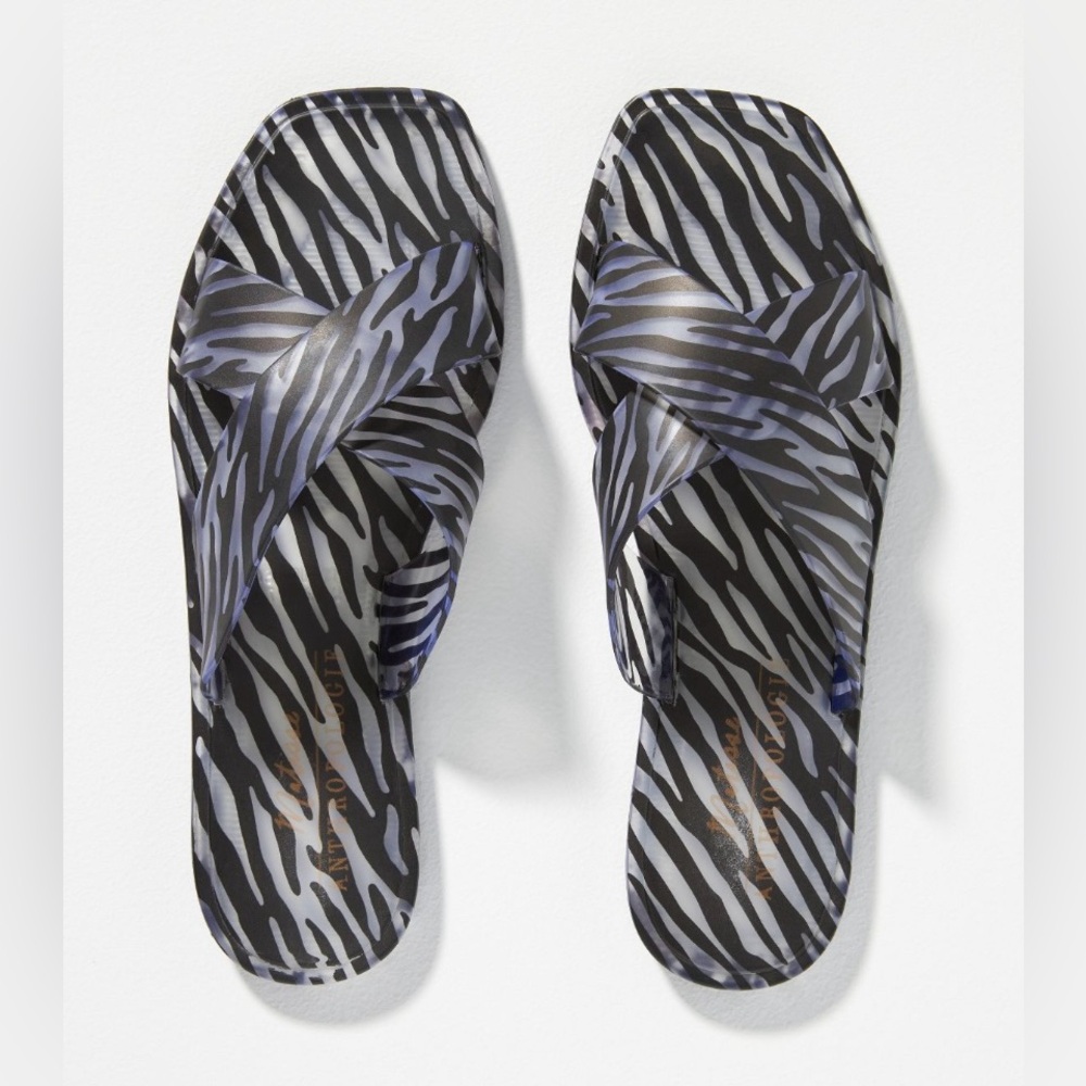 Anthropologie Matisse Jelly Slide Sandals Zebra Pattern Size 8